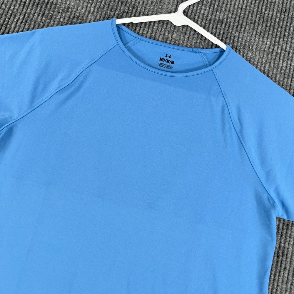 Under Armour Shirt Womens Medium Blue Short Sleeve Crew Casual Active Open‎ Back